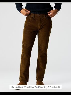 Flint and Tinder - Men's Dark Brown Corduroy Tapered Pants